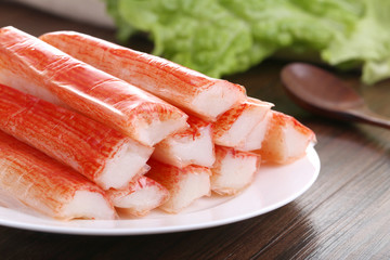 Surimi crab stick closeup on the plate © ddukang