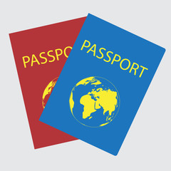 Passports with world map