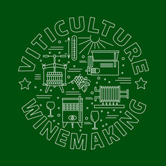 Winemaking, wine tasting graphic design concept