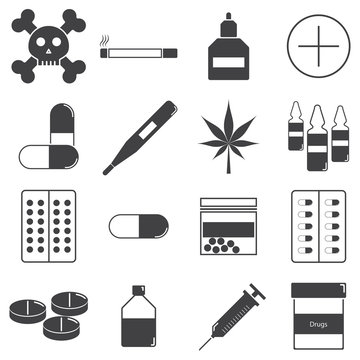 Drugs icon set, vector symbol