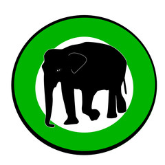 Sticker Elephant silhouette in green circle