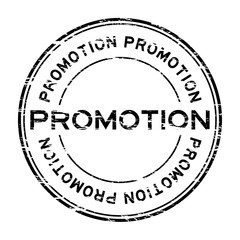 Grunge black round promotion rubber stamp on white background