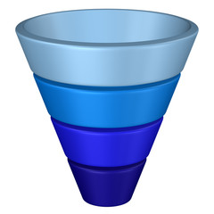 Concept: purchase funnel. 3D rendering.