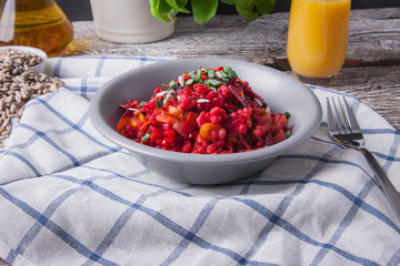 Bowl of buckwheat groats with vegetables