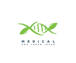 DNA molecule in a plant abstract logo template