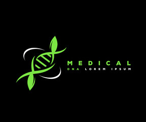 DNA molecule in a plant abstract logo template