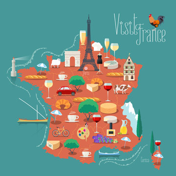 Map of France vector illustration, design