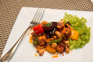 Thai Stir Fry spices Tofu with Cashew Nuts