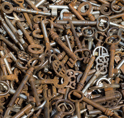 A collection of old and rusty key's