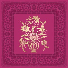 wedding card design, paisley floral pattern , India