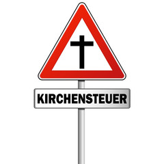 Kirchensteuer Achtung Schild