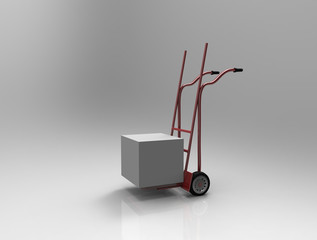 Hand truck on white background. 3d render.