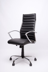 OFFICE CHAIR.  An executive office chair in leather with chrome fittings