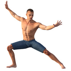 Obraz premium 3D render of a kung fu warrior isolated on white