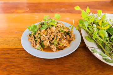 Larb, duck mince with spicy taste, Thai food
