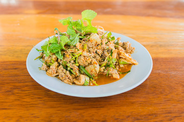 Larb, duck mince with spicy taste, Thai food