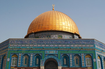 Obraz premium Israele: la Cupola della Roccia, il santuario islamico sul Monte del Tempio nella città vecchia di Gerusalemme il 6 settembre 2015