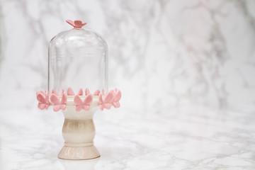Empty Bell Jar with Pink Butterfly Design