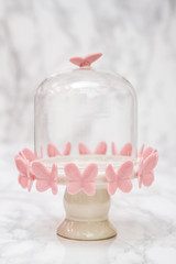 Empty Bell Jar with Pink Butterfly Design