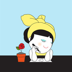 Thinking Of you Character illustration