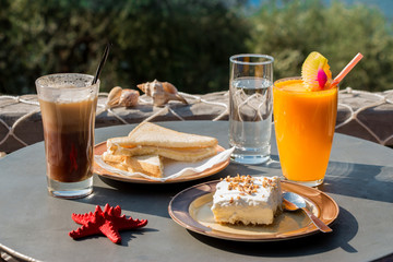 Tasty breakfast during a vacation.