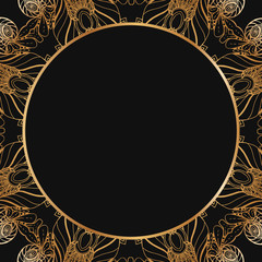 Round floral border frame silhouettes. Can be used for decoration and design photo frame, menu, card, scrapbook, album. Vector Illustration.