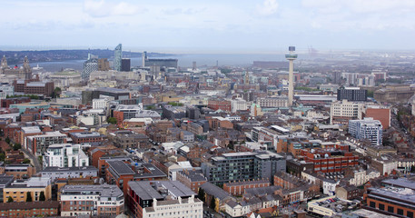 Obraz premium An Aerial View of Liverpool Looking Northwest