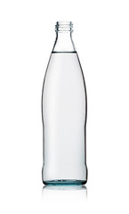 Glass opened bottle of water