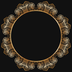 Round floral border frame silhouettes. Can be used for decoration and design photo frame, menu, card, scrapbook, album. Vector Illustration.