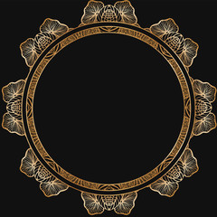 Round floral border frame silhouettes. Can be used for decoration and design photo frame, menu, card, scrapbook, album. Vector Illustration.