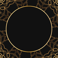 Round floral border frame silhouettes. Can be used for decoration and design photo frame, menu, card, scrapbook, album. Vector Illustration.