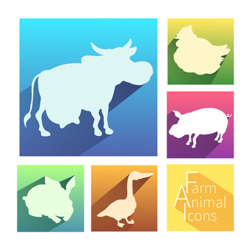 Farm icon set flat