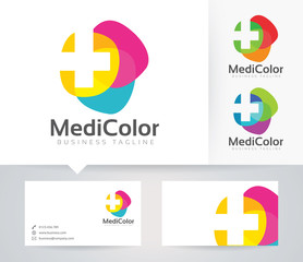 Medical Color vector logo with alternative colors and business card template