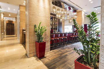 bar in hotel lobby interior