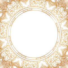 Round floral border frame silhouettes. Can be used for decoration and design photo frame, menu, card, scrapbook, album. Vector Illustration.