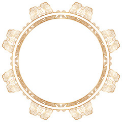 Round floral border frame silhouettes. Can be used for decoration and design photo frame, menu, card, scrapbook, album. Vector Illustration.