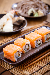 Salmon sushi rolls