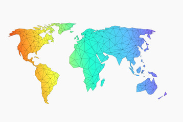 Fototapeta na wymiar World map in the triangulation, social map, business map
