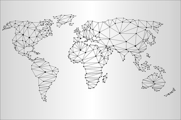 World map in the triangulation, social map, business map
