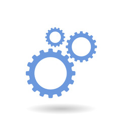 Business mechanism concept. Abstract background with connected gears and icons for strategy, research, concepts. Vector