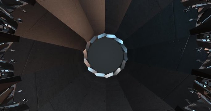 Iron transformer. Polygonal geometric surface. computer generated seamless loop abstract motion background. 4k