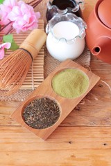 Obraz na płótnie Canvas Matcha green tea and powder ,Japanese tea.