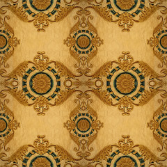 Gold ornament  flower vintage patten in old paper background