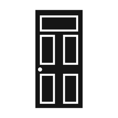 Wooden door with glass icon in simple style isolated vector illustration