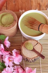 Fototapeta na wymiar Matcha green tea and powder ,Japanese tea.