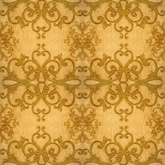 Gold ornament  flower vintage patten in old paper background