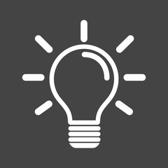 Light bulb icon in grey background. Idea flat vector illustration. Icons for design, website.
