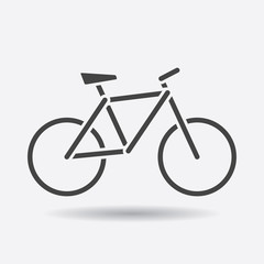 Obraz premium Bike silhouette icon on white background. Bicycle vector illustration in flat style. Icons for design, website.