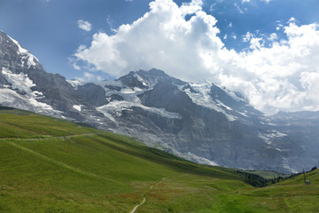Fototapeta premium Eiger, Monch and Jungfrau alps mountain in Jungfrau region