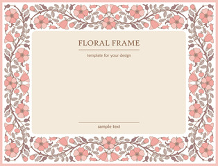 Floral frame with dog-rose flowers